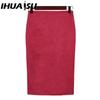 IHUASU Women's Fashion Casual Solid Color Print Summer Spring Skirt