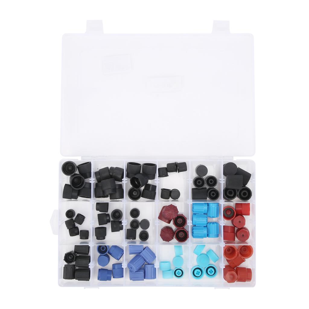 90pcs Air Conditioning Refrigerant Valve Core Caps Replacement Car A C System Repairing Accessories