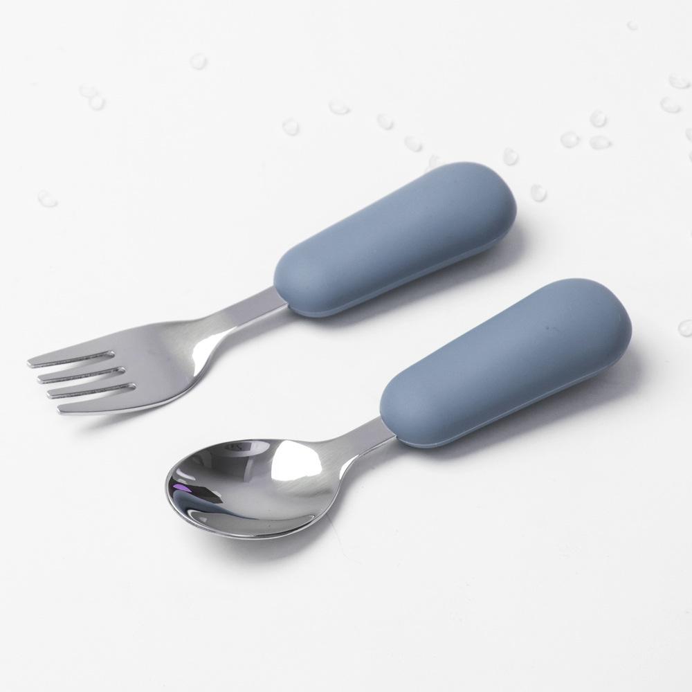 Edelstahl Kinder-Essgeschirr mit Anti-Rutsch-Silikon-Saugfuß & Besteck