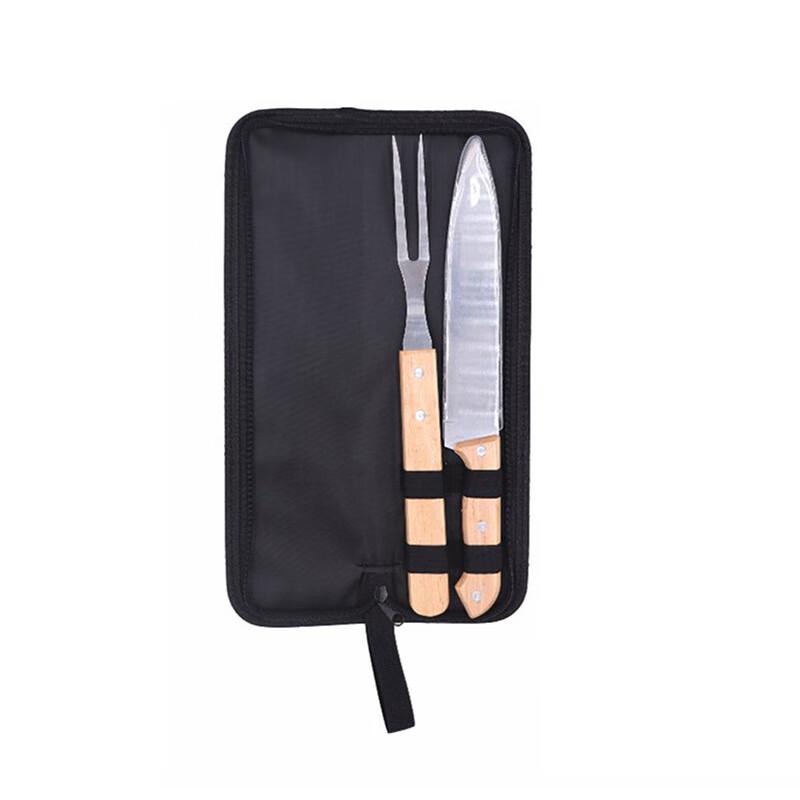 ZISIZ BBQ Rubber Wood Knife & Fork Set