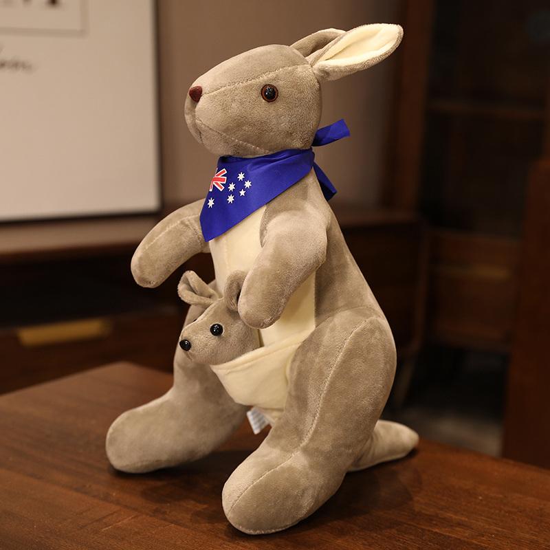 27-30CM Desert Camel Plush Toy Doll Cartoon Animation Animal Animal Mother and Child Kangaroo Doll Parent-child Paradise Doll