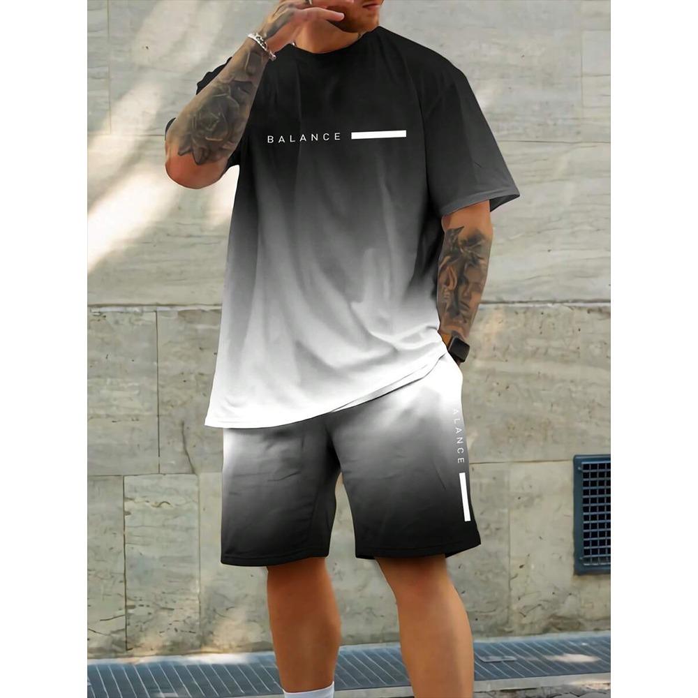 Herren T-Shirt im hawaiianischen Stil Strandhosen Anzug Täglich Lässig Stilvoll Herren Kurzarm Oberteil Outdoor Urlaub Herren Sportshorts