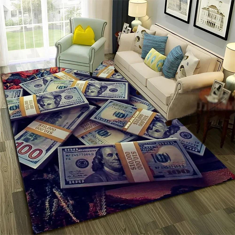 3D Dollar Euro Money Rich Pattern Carpet Rug for Home Living Room Bedroom Sofa Doormat Decor,Child Area Rug Non-slip Floor Mat