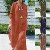 European and American Cross-mirror Summer Women's Plus Size V-neck Long-sleeved Shirt Casual Loose Dress Women