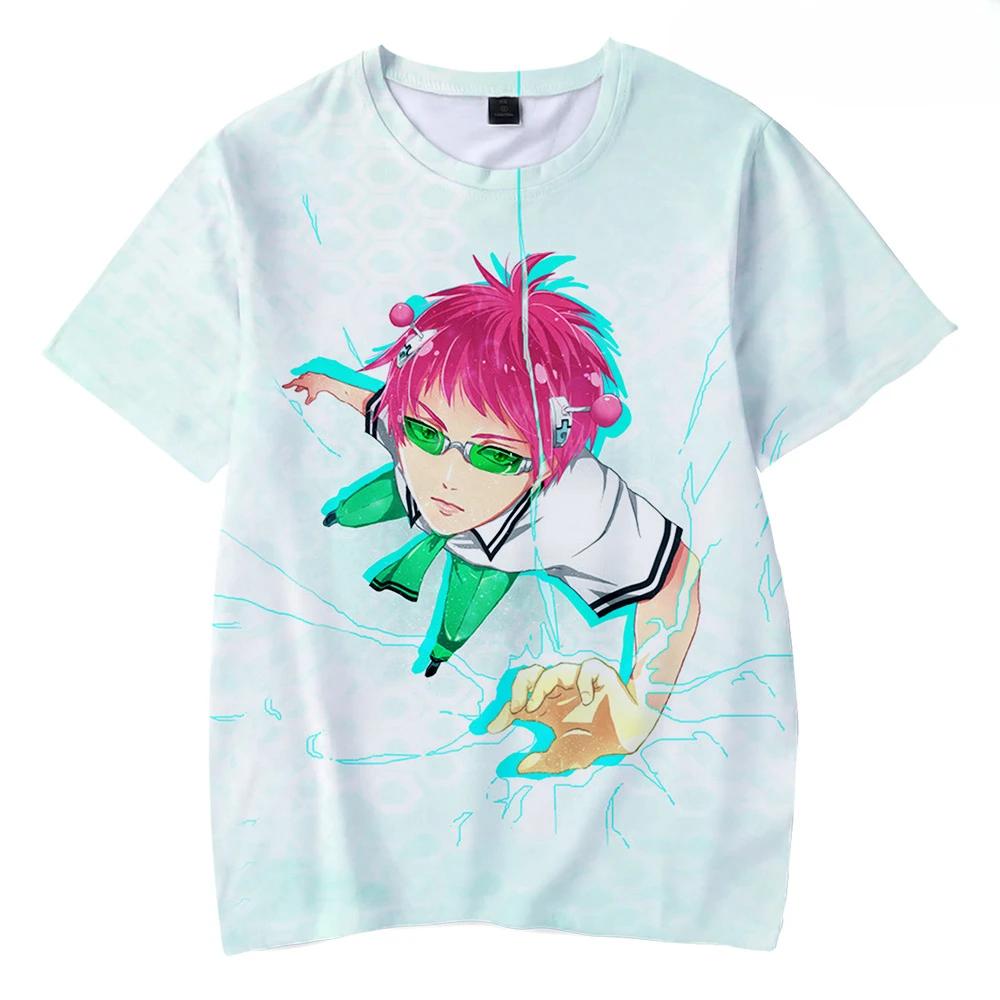 Summer Round Neck 3D Anime Character "Saiki Kusuo No Sai-Nan" Print Top Fashionable Casual Short Sleeved Men's T-shirts