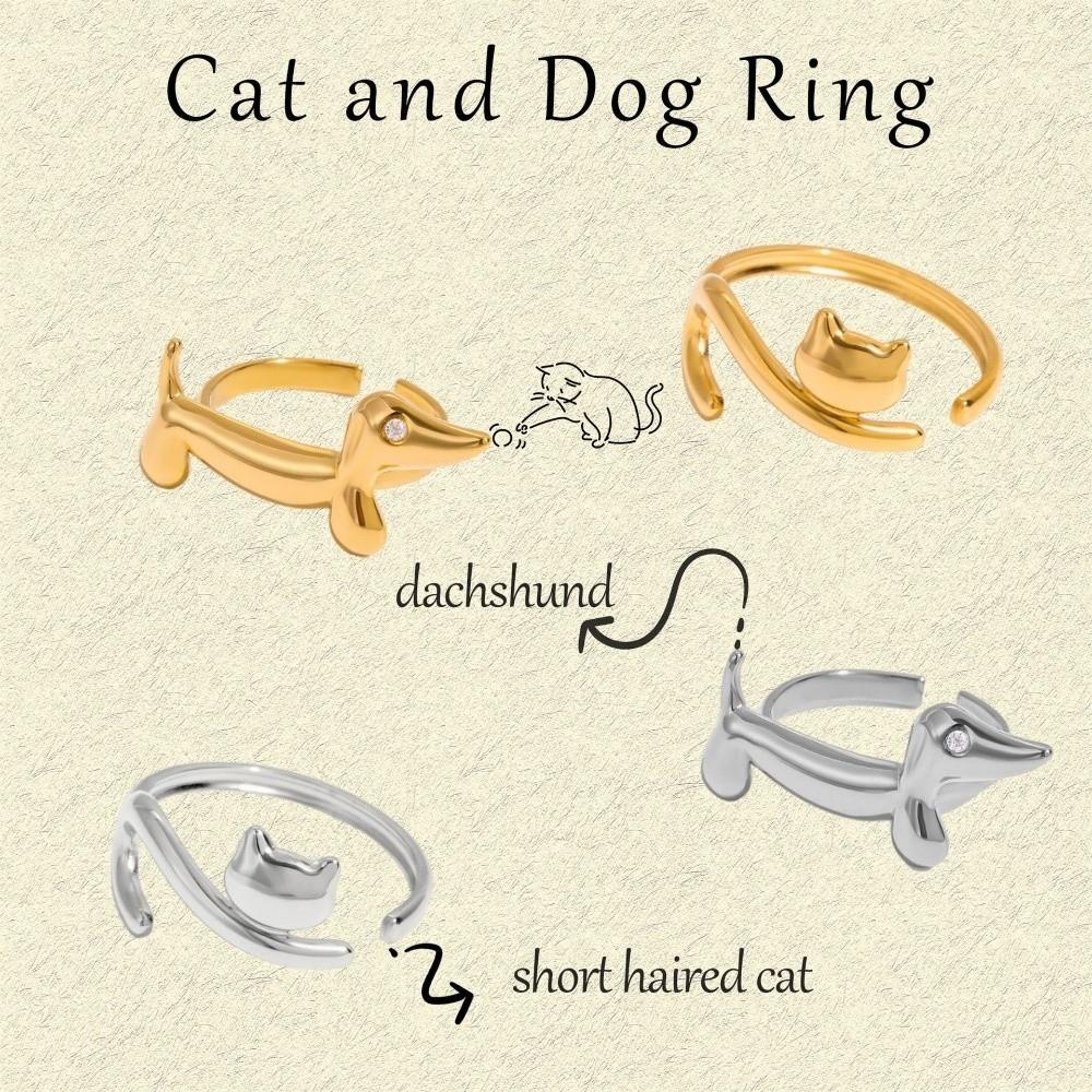 Cat Opening Ring Cartoon Women Jewelry Minimalist Dog Ring  Ladies