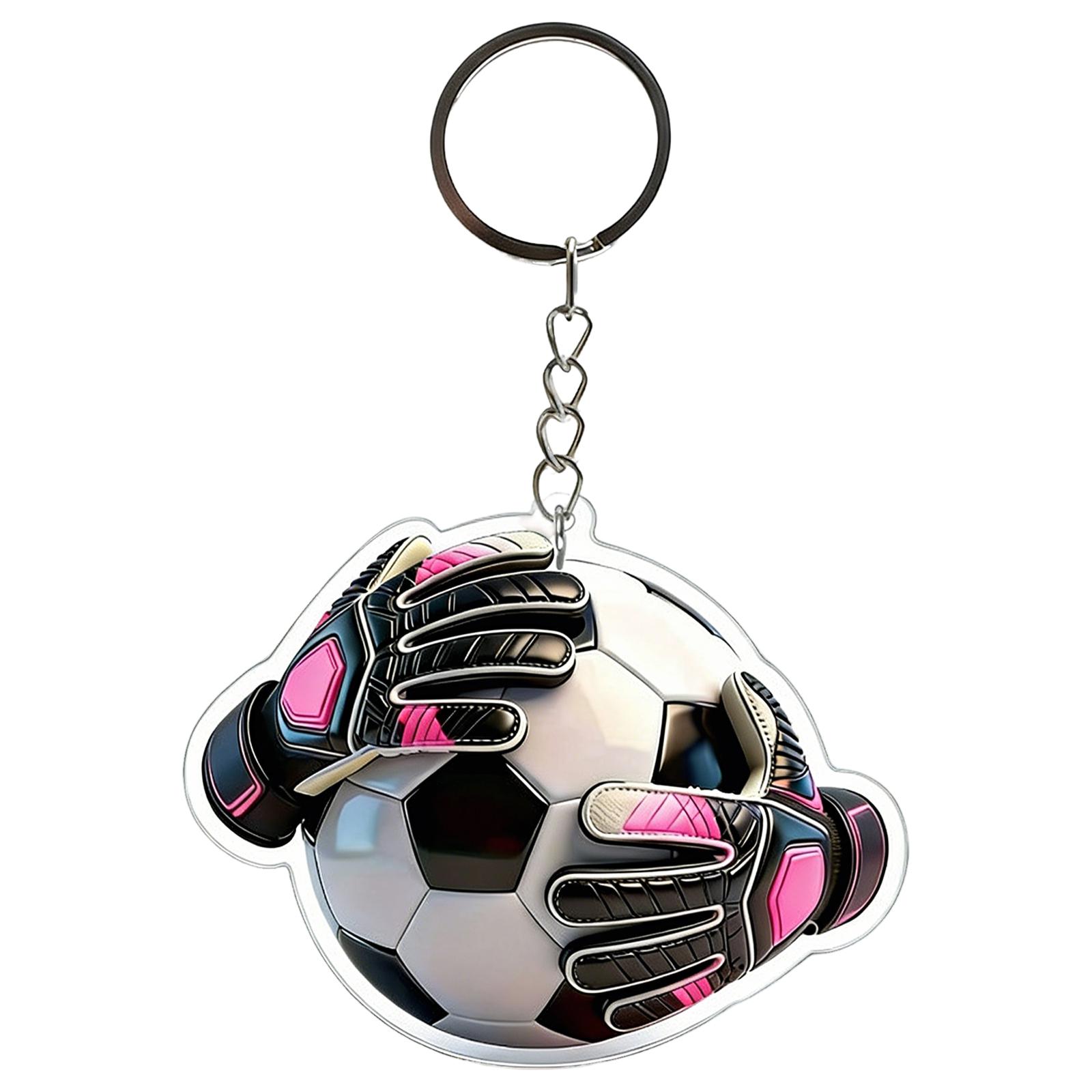 

Soccer Ball and Goalkeeper Gloves Acrylic Keychain Durable Lightweight Sports Theme Key Holder for Bags Backpacks Luggage One Size рожевий