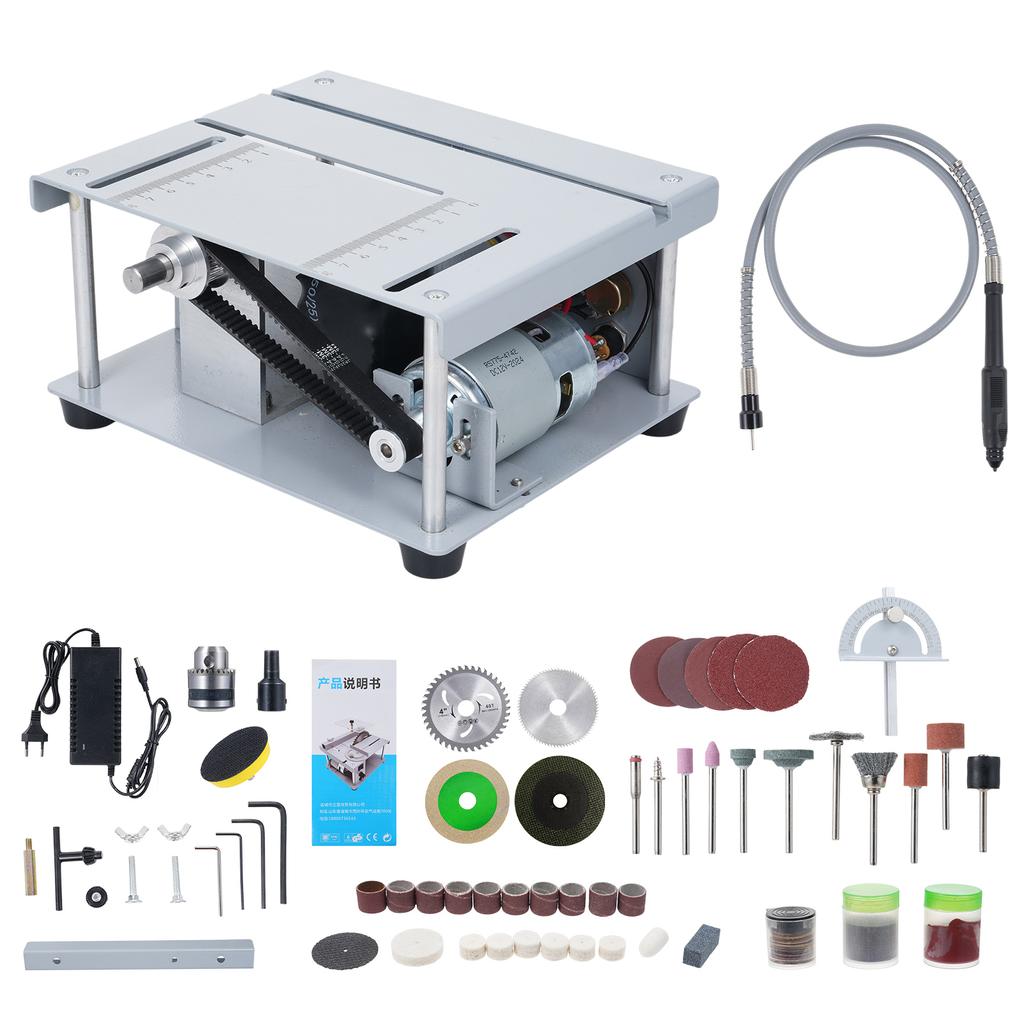 150W Mini Table Saw Desktop Electric Woodworking Metal Cutter AdjustableSpeed Angle Adjustment