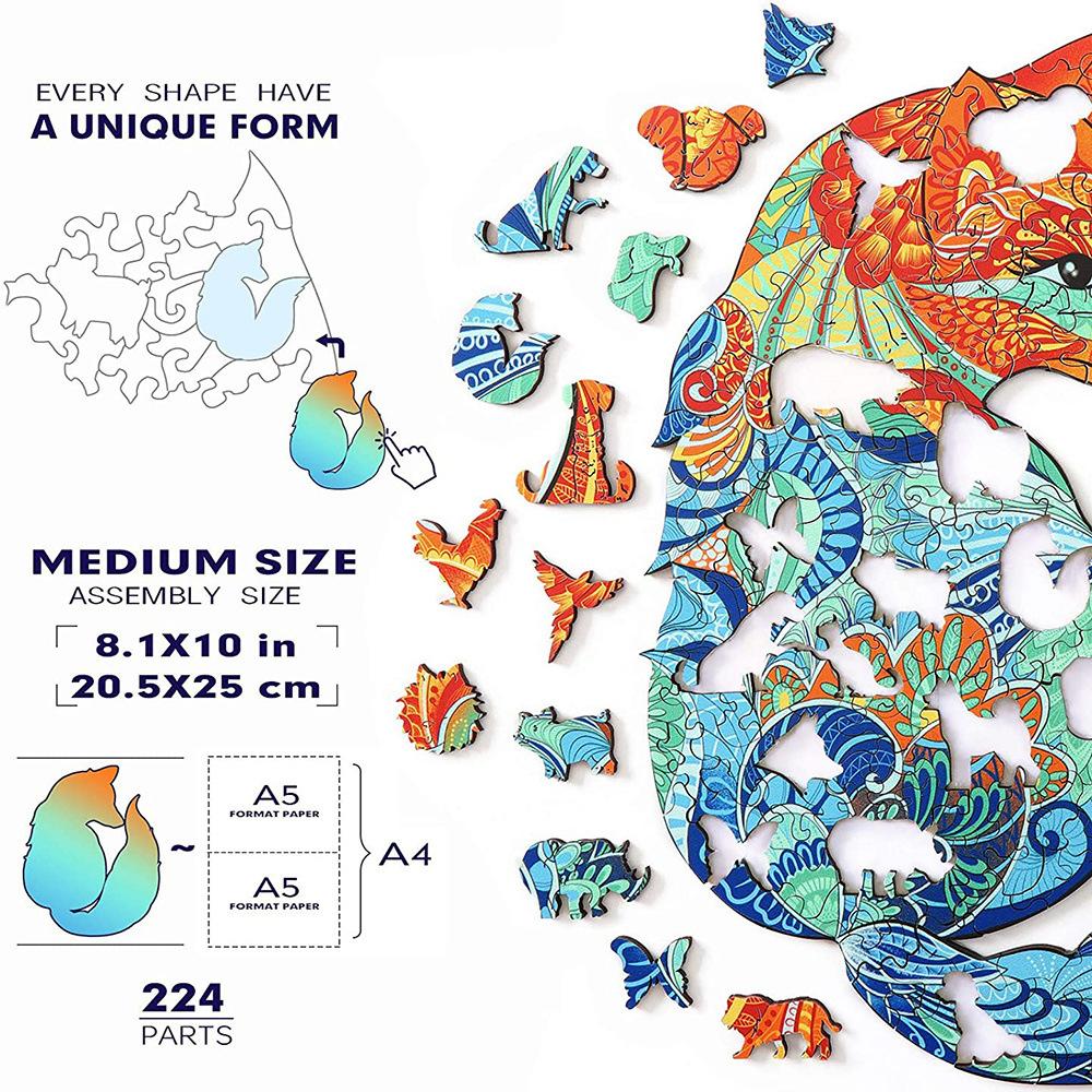 Jigsaw Wooden PuzzleI Rregular Shape Wooden Animal Puzzle Popular Animal Board Group Toys Children Adult Puzzle Game Toys