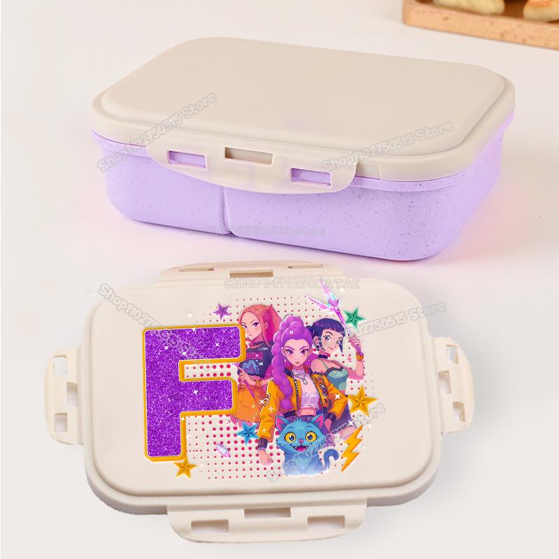 Kpop Demon Hunters Letter A-Z Bento Boxes Rumi Mira Zoey Student Lunch Box School Office Microwave Portable Fruit Food Container