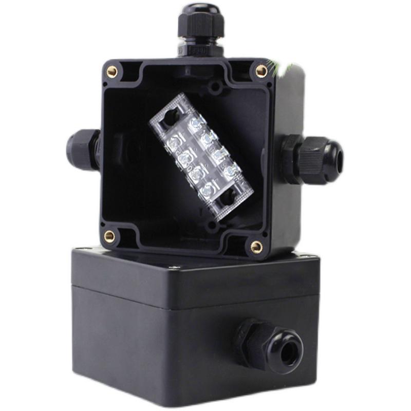Black Outdoor Waterproof ABS Junction Box with Sealed Transparent Lid for Power and Monitoring Cables