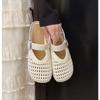Mary Jane Shoes New Retro Shallow Mouth One Word Versatile Flat Bottom Soft Sole Single Shoes Gentle Women's Sandals