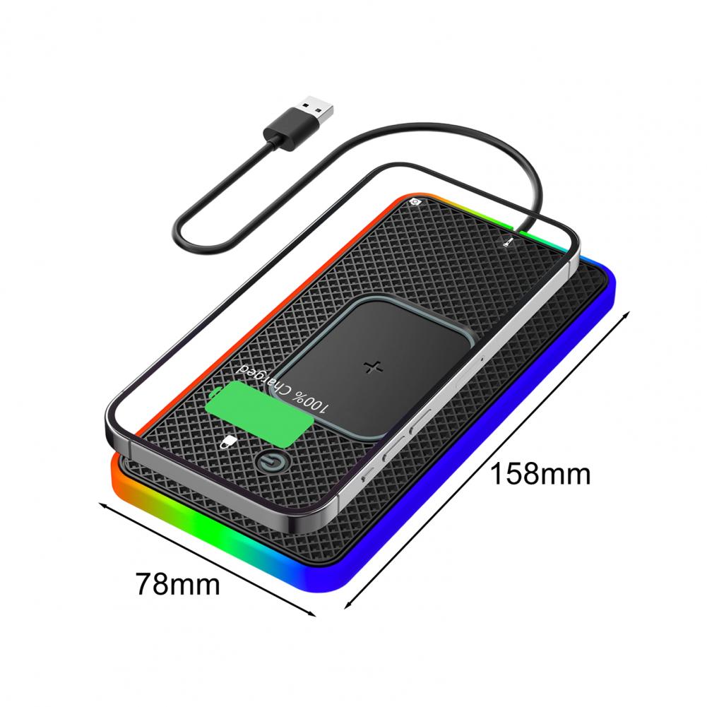 20W Fast Wireless Phone Charger Car Charging Pad with Non-Slip Base 8 Ambient Lights Universal Phone Cordless Charging Mat