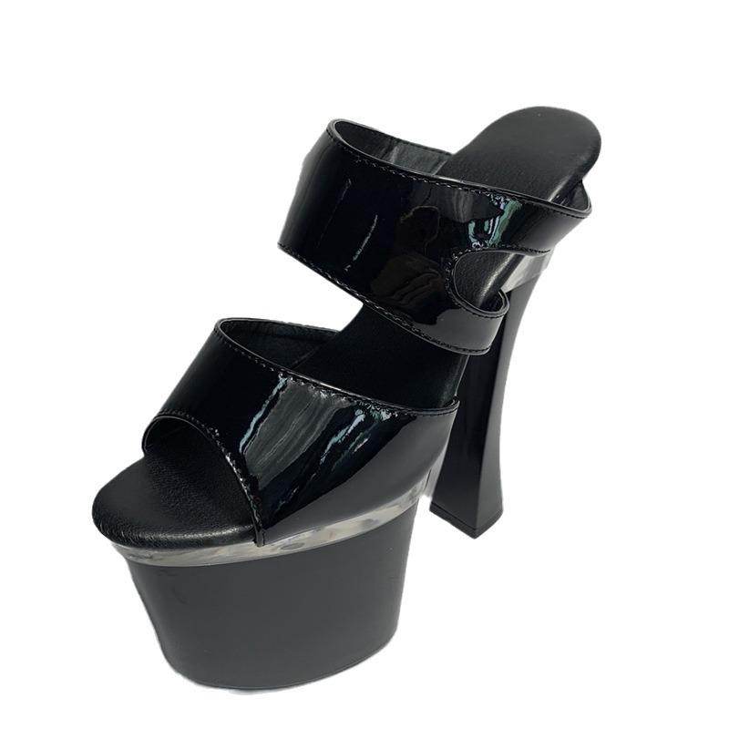 2025 summer new fairy wind one-word cool slippers waterproof table girl summer wear sandals stiletto high heels women's shoes