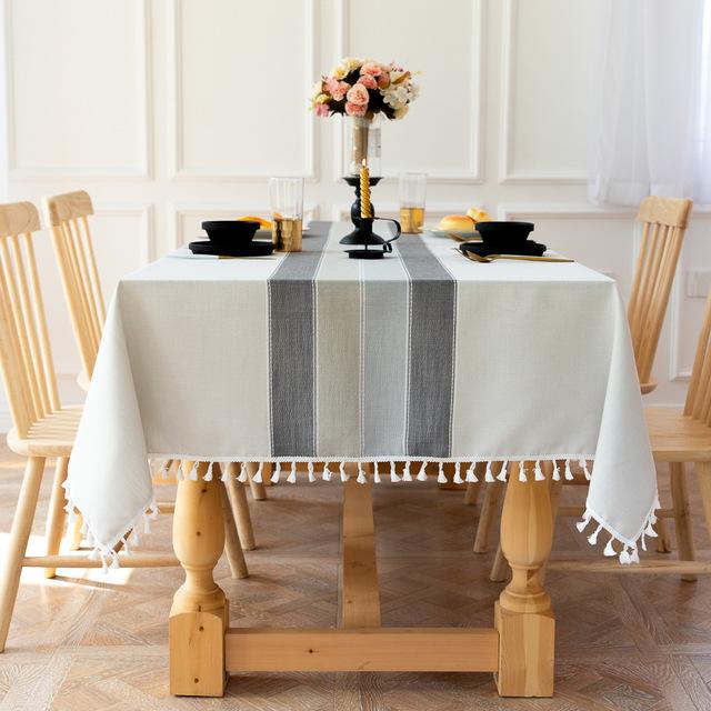 Waterproof Anti Stain Tablecloth Rectangular Round Linen Cotton Gingham Check for Party Wedding Birthday Buffet Decoration 90 x 90cm
