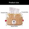 92MF Unique Cottage Tissue Holder Bear Design Crafted Rattan Kitchen Storage