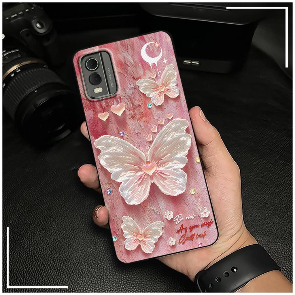 Cute Anti-dust Phone Case For Nokia C32 Waterproof Flower Back Cover Full Wrap Dirt-resistant Durable Protective TPU