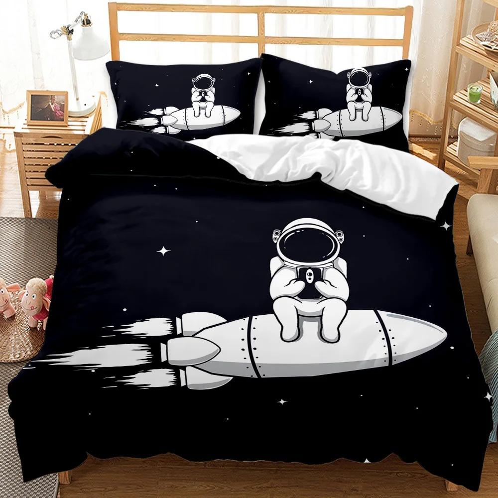 Astronaut Bettwäsche Sets Galaxie Sterne Weltraum Bettbezug Bettdecke Bettbezug Kissenbezug 2-3 Teile Sets Schlafzimmer Dekoration