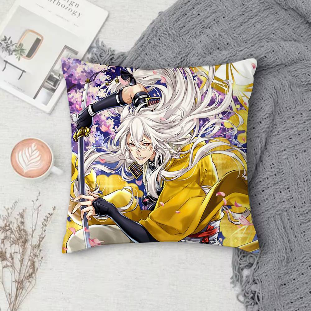 Touken Ranbu Anime Double-Sided Printed Square Pillow Cover Decorative Cushion Cover For Sofa Bedroom Bedside