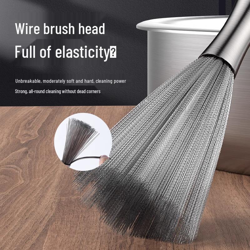 Stainless Steel Wire Long-Handle Dishwashing Brush for Kitchen & Canteen