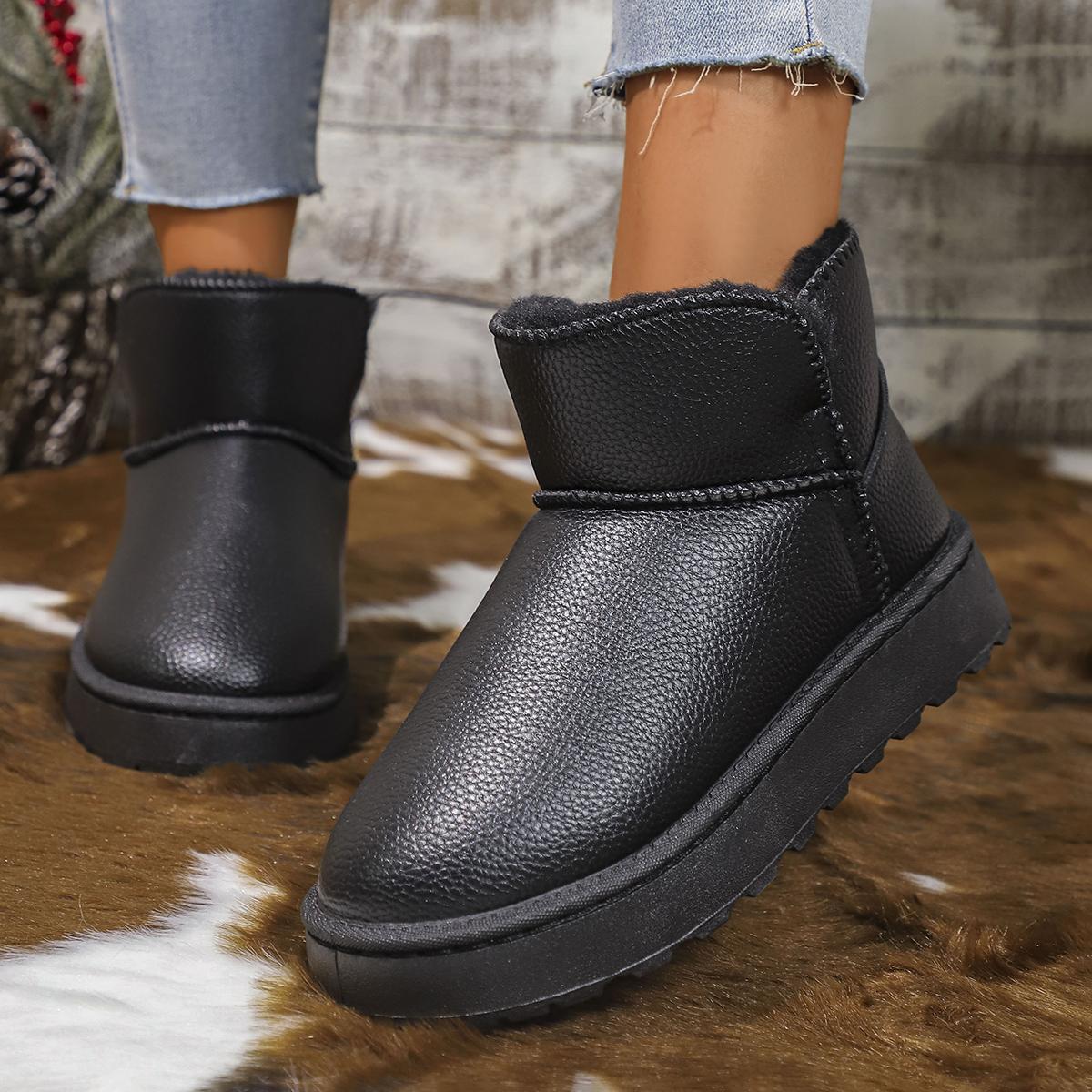 

модные зимние женские ботинки с круглым носком, женские туфли на плоской подошве, слипоны на платформе, зимние ботинки для улицы, легкие повседневные, теплые, обувь больших размеров 39 чёрный