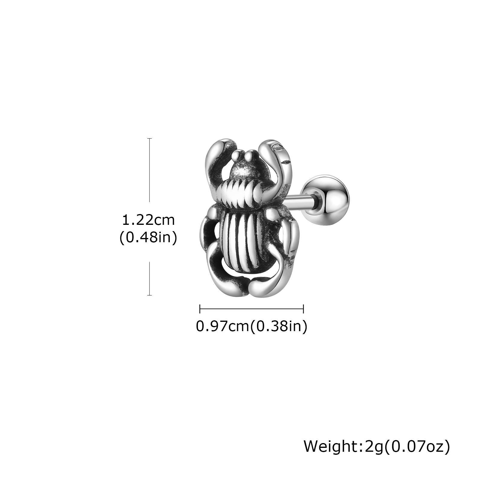 

Creative Punk Stainless Steel Insect Beetle Stud Earrings for Men, Chic Silver Color Small Earrings, Trendy Party Jewelry Gift