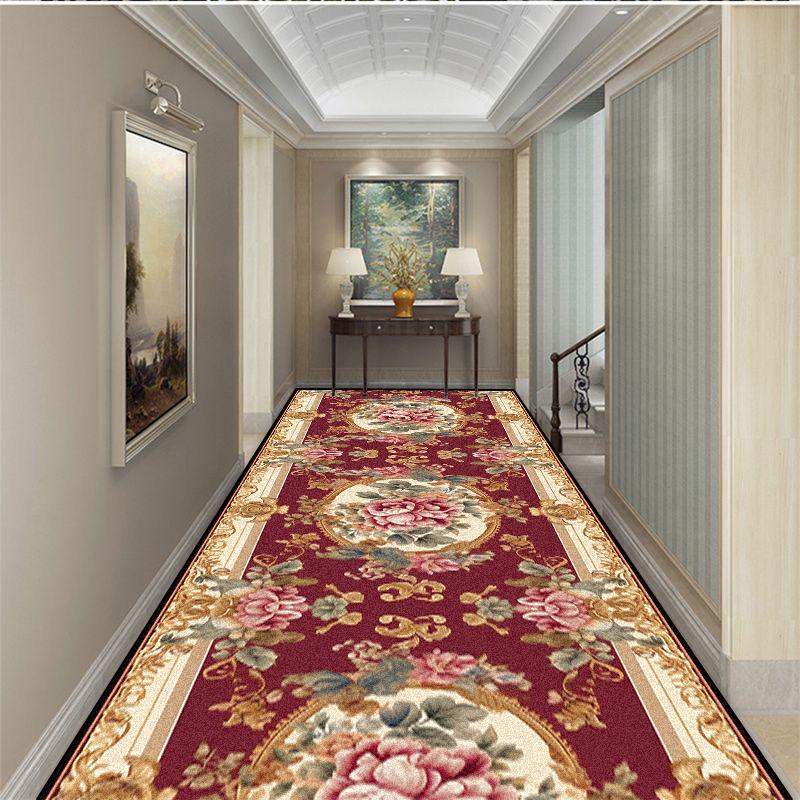 Luxuriöser langer Flurteppich Rutschfest Treppenhaus Flur Europäische Dekoration Läuferteppich Waschbar Gang Küchenmatte Anpassbar