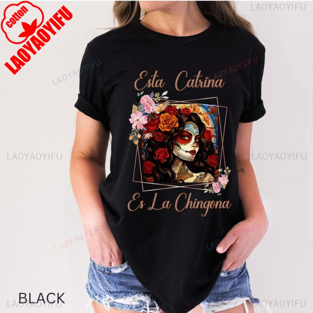 Esta Catrina Es La Chinconga TShirt This Catrina Is A Badass Day of The Dead Tee Dia De Los Muertos Shirt Sugar Skull Women Top S