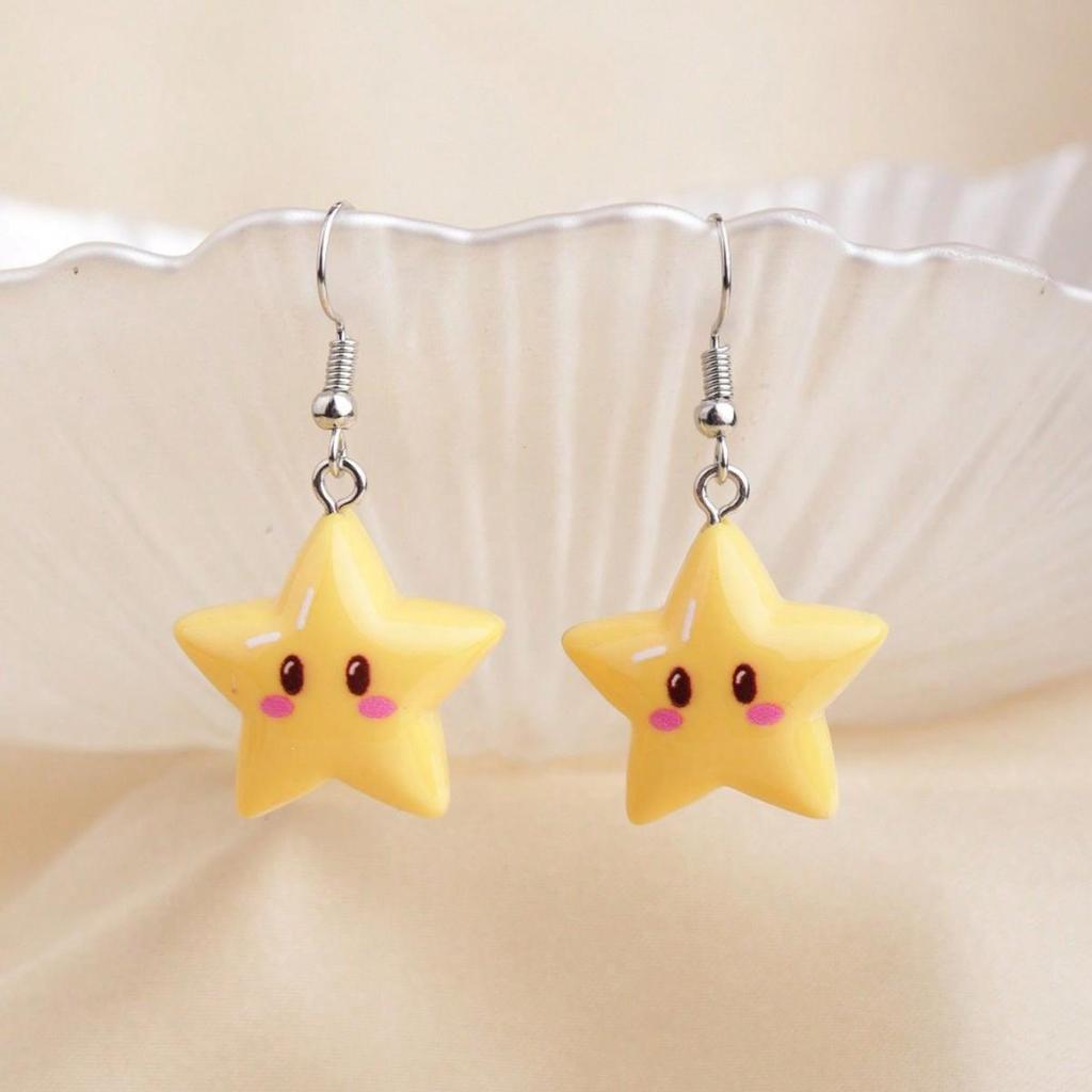 Cute Mario Star Cartoon Stud Earrings - Fun Jewelry 