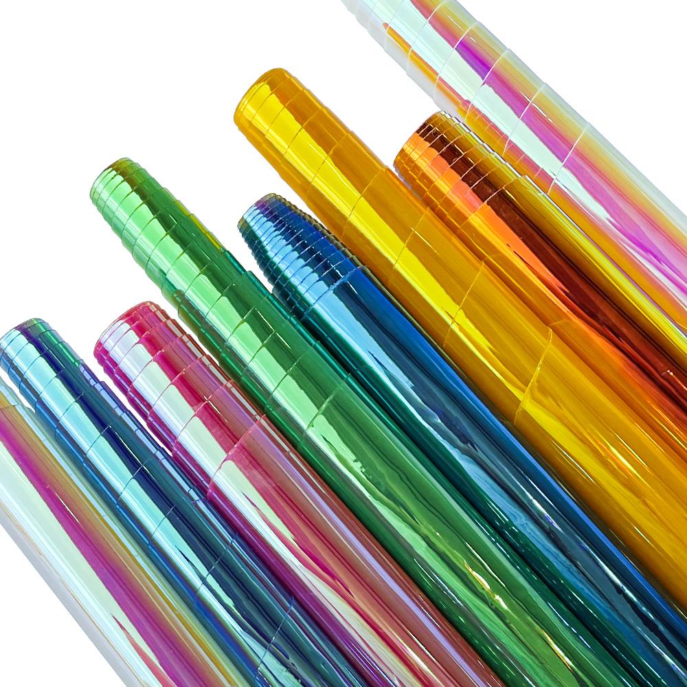 12*53inch Iridescent TPU Vinyl 0.4mm Waterproof Soft Hardness Holographic Film for DIY Bag Decoration Photo Frame Moisture Proof