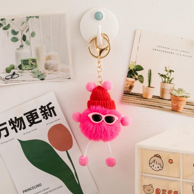 1PC Elfin Cute Backpack Charm Multicolor Plush Handbag Decoration Small Briquettes Keychain Key Chains
