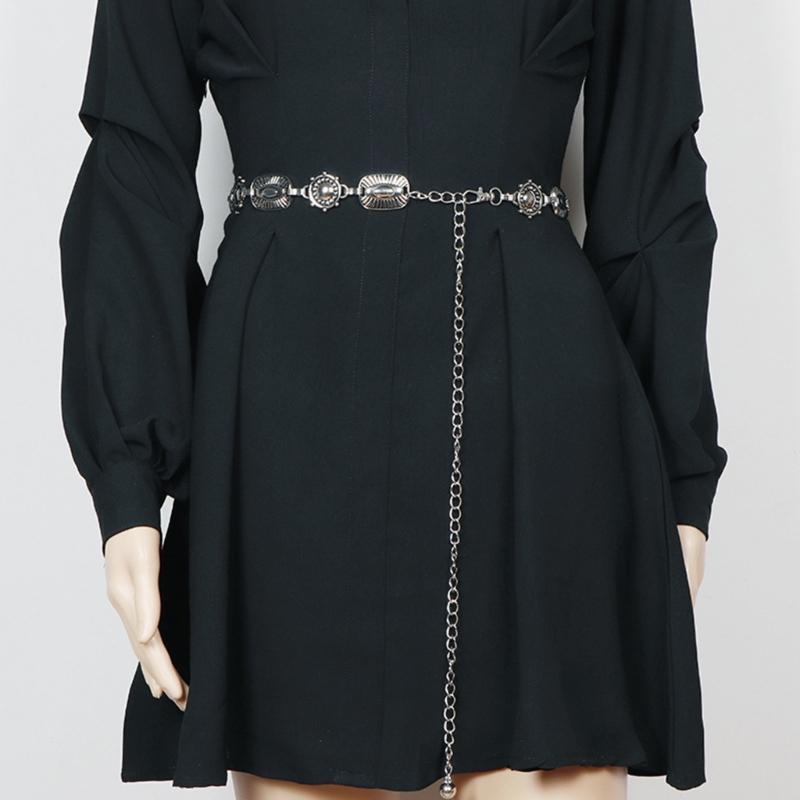 Delicate Carved Flower Buckle Waist Belt Women Coat Dress Belt Thin Waistband Shinning Ethnic Style Adjustable Belt