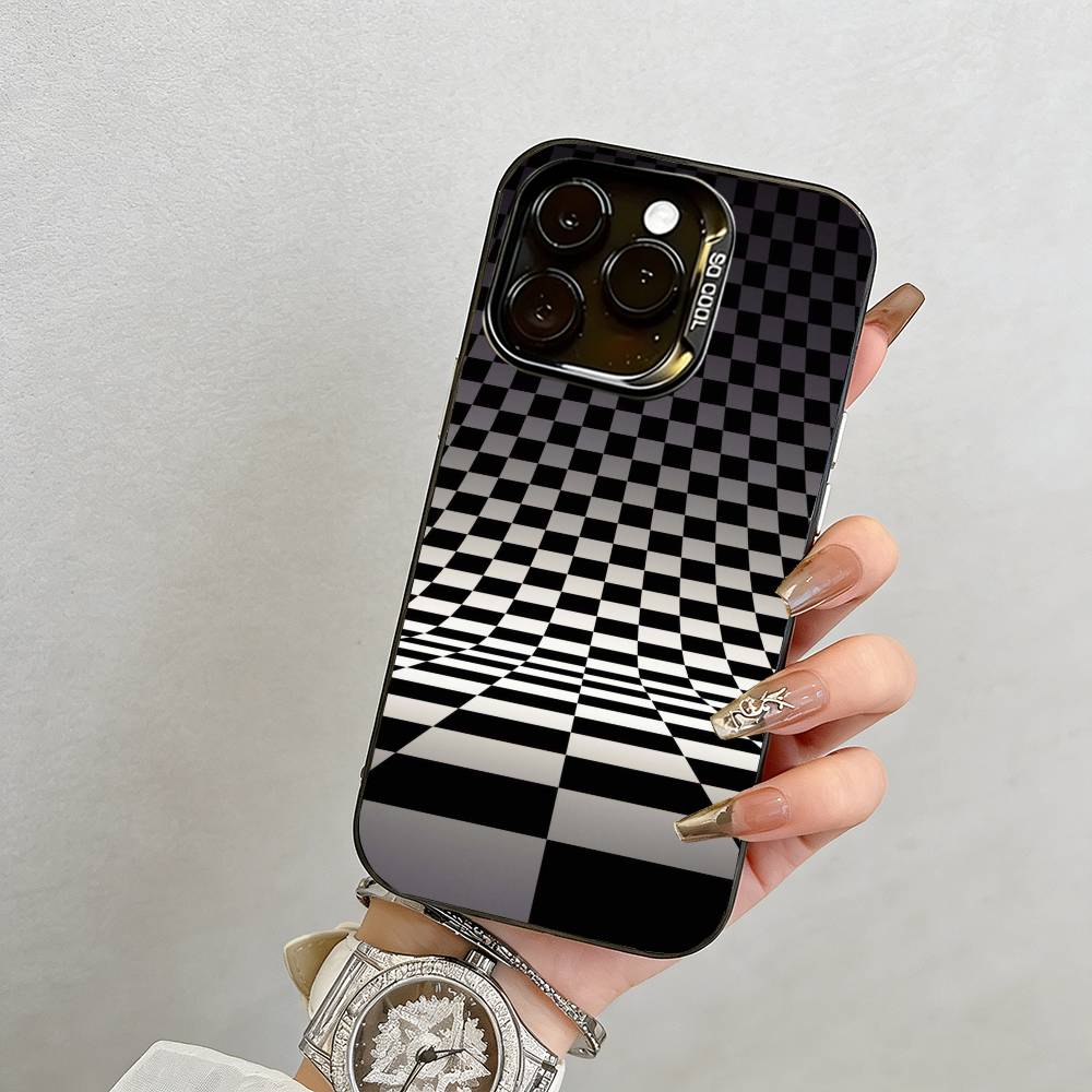 dizziness Phone Case For iPhone 17,16,15,14,13,12,11 Plus,Pro Max,XS,Colored Silver Plated Inside Cover