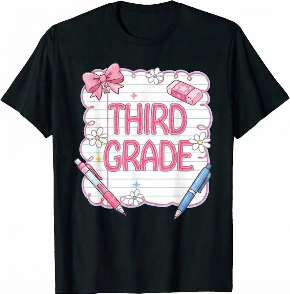 Third Grade Girls Kids Back To School Girls Coquette Bows T Shirt L