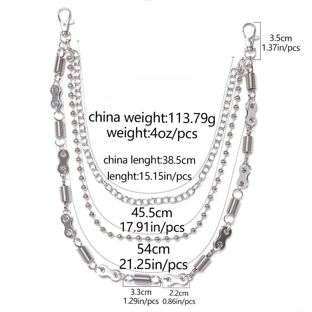Trendy Cool Three-layer Pants Chain Simple Neutral Style American Motorcycle Punk Pants Chain Fashionable Jeans Waist Chain New