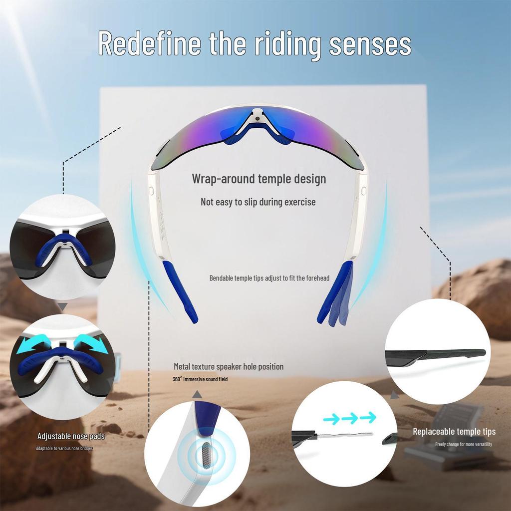QY-pro03 Bluetooth Cycling Glasses: Outdoor Sports Smart Glasses with Anti-UV Protection and Music/Call Features