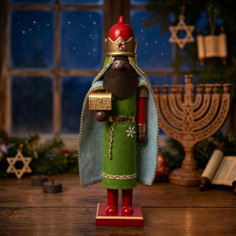 Handmade Wooden Holiday Figurine, Wise Men Nutcrackers Decors for Tabletop, Mantel, and Winter Shelf Display