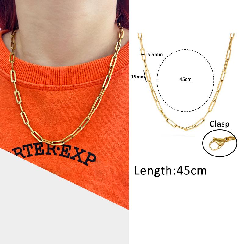 USENSET Men's Stainless Steel Chains Necklace Gold Color Handmade 18k Gold Plated Chains Individuality Zircon Gifts