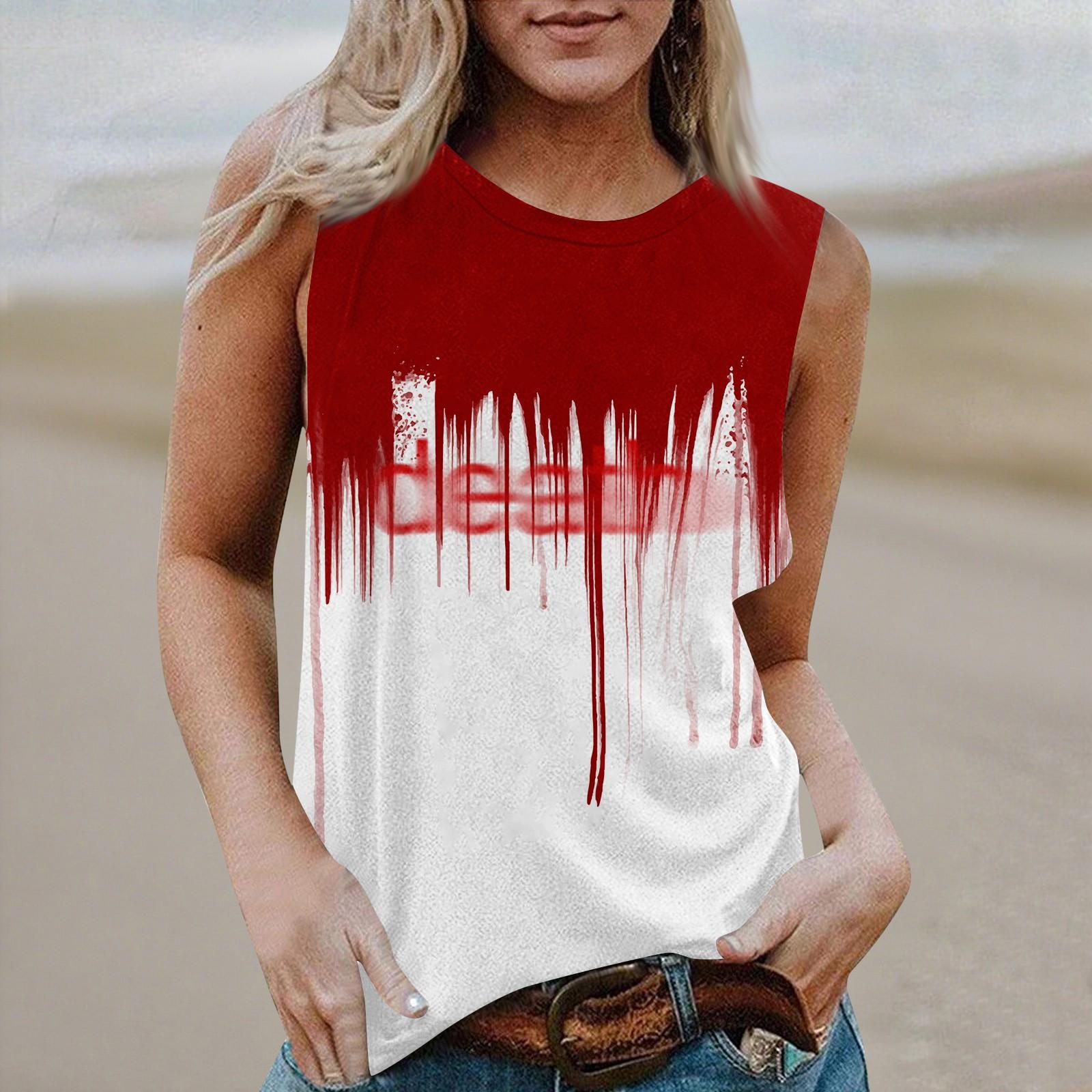 

Женская повседневная футболка-топ без рукавов с круглым вырезом и принтом на Хэллоуин XL