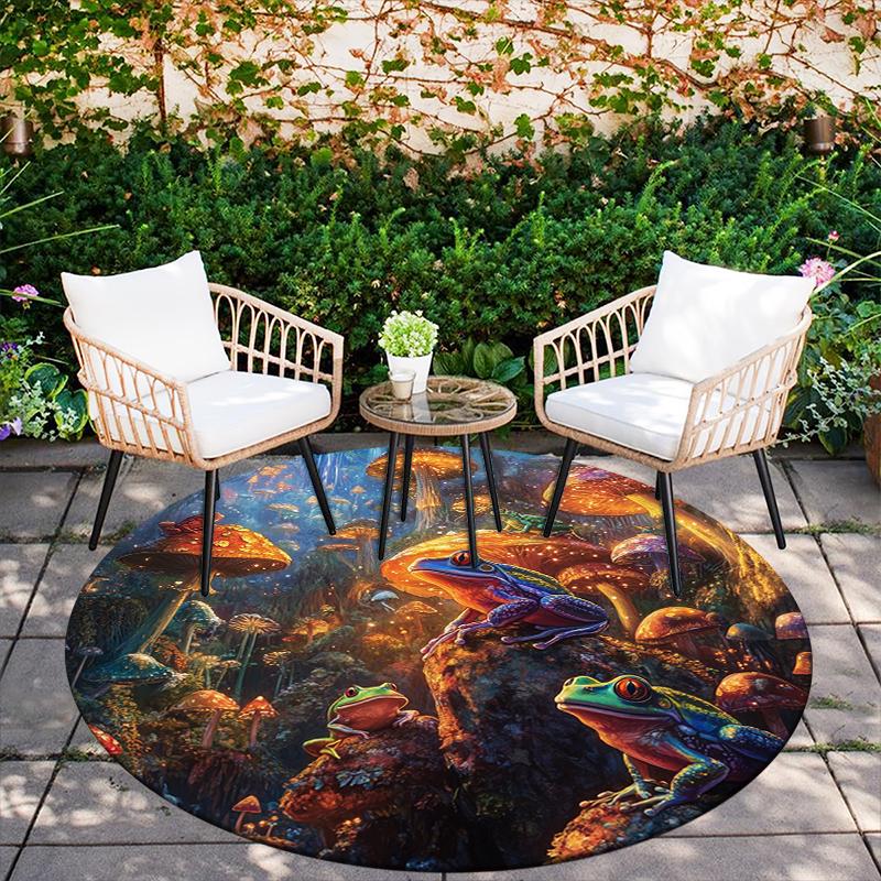Colorful Frog pattern round rug,Carpet Rug for Living Room Bedroom Sofa Playroom Decor,Non-slip Floor Mat,Holiday Gifts and Birthday Gifts