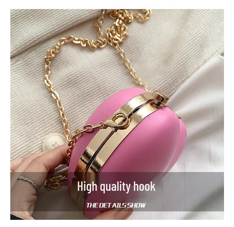 Women's Heart-Shaped Clip-On Mini Bag - 2024 Spring/Summer Chain Heart Bag with Girlish Charm