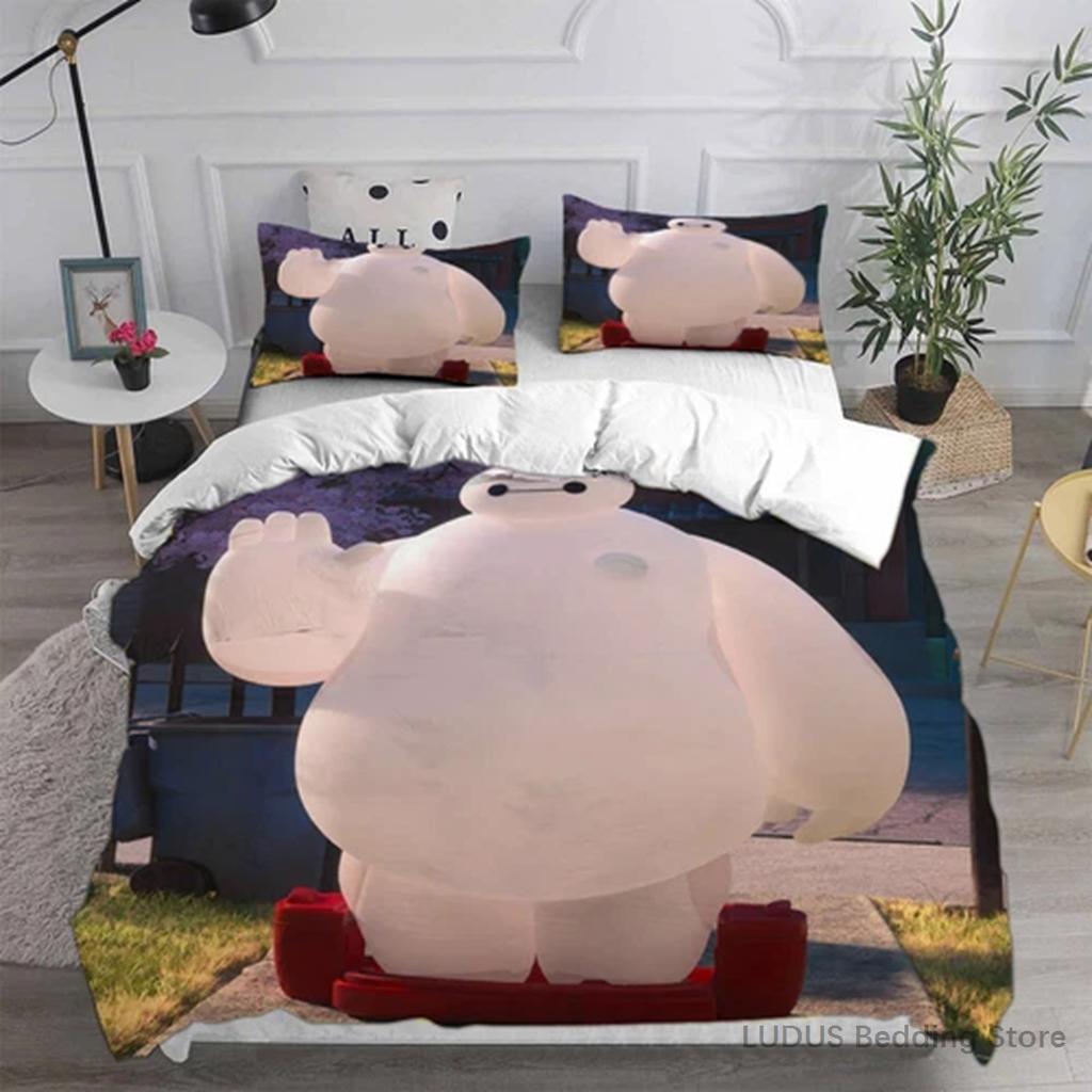 Big Hero 6 Baymax Bedding Set Kawaii Anime Duvet Cover With Pillow Shams Queen Full Twin Size Quilt Cover Home Decor