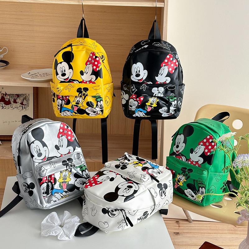 Mickey Mouse Kids Backpack Cartoon Print Breathable Pu Kindergarten School Bag For Children