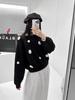 Women's Retro Polka Dot Fluffy Knit Sweater with Stand-Up Collar - Slimming Autumn/Winter Top