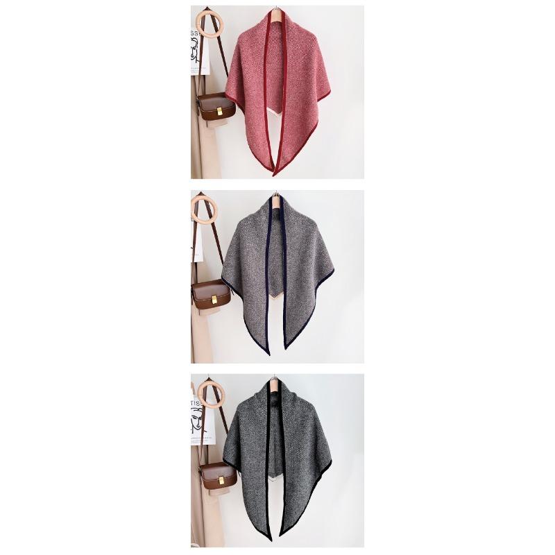Korean Vintage Knit Solid Thick Triangle Scarf For Women Winter Warm Versatile Shawl