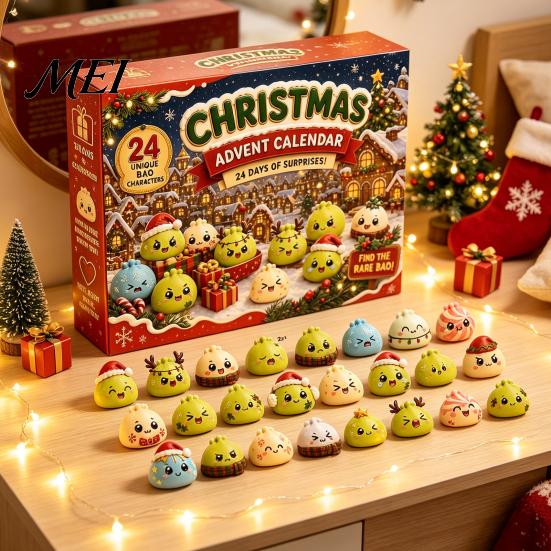 Collectible Mini Plushies Christmas Squeezy Toy Advent Calendar 2026, 24 Days Dumpling Toys Countdown Cute Animal Soft Calendar, Decor Jumbo