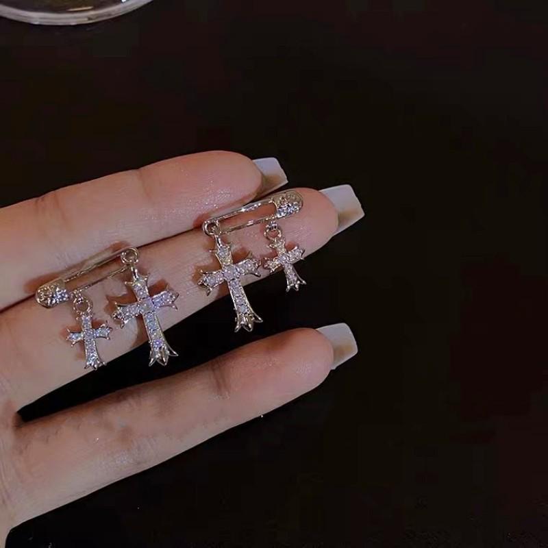 Trendy Cross Stud Earrings for Women - Niche Design, High-End Cold Style, 2022 Fashion Ear Accessories