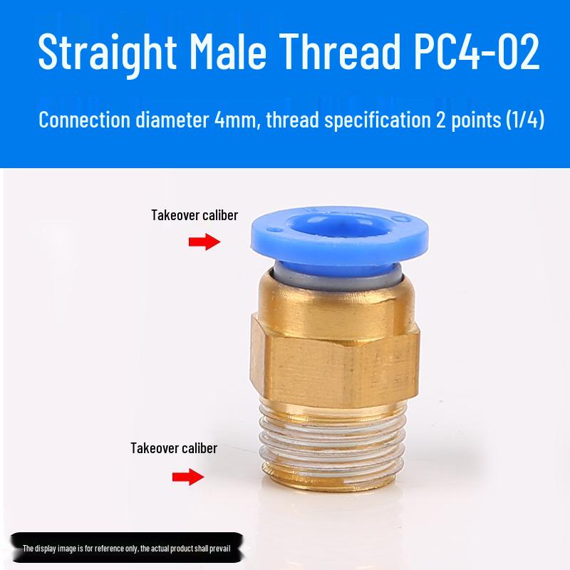Luftröhre Pneumatischer Schnellverbinder PC8-02, Kupfer Außengewinde, Gerader Schnellsteckverbinder PC10-03/12-04.
