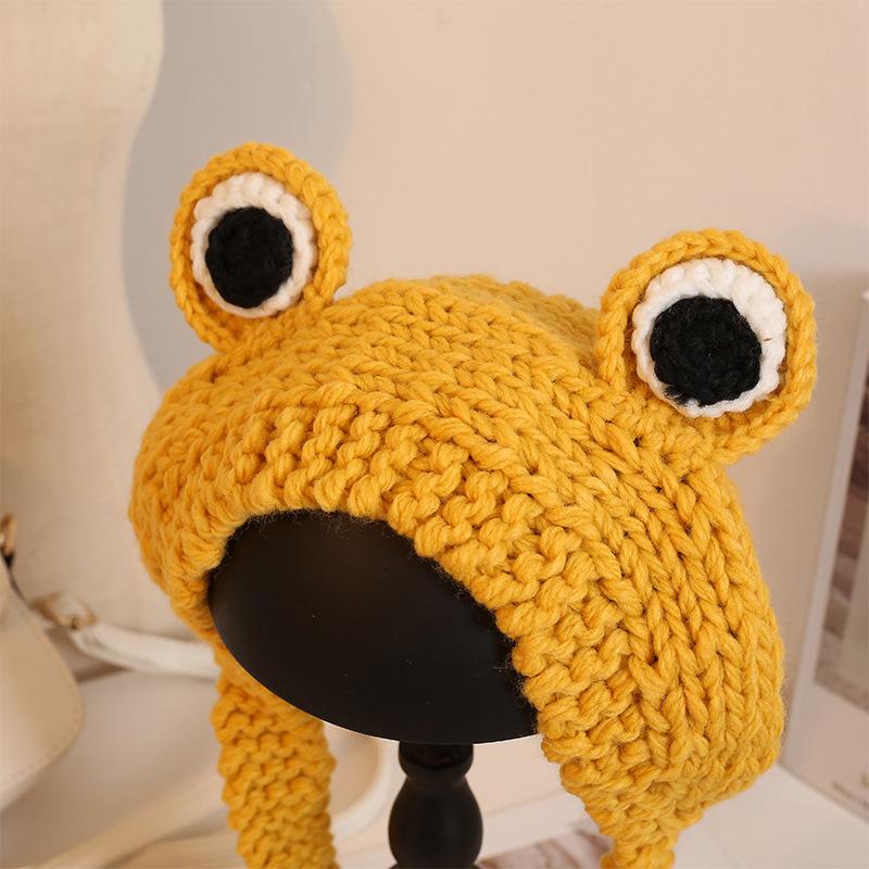 Wintermütze im koreanischen Stil, Frosch-Häkelmütze, gestrickte Mützen, Hüte für Frauen, Geschenk, Baby, Anime-Hut, Fotografie-Requisite, Party