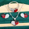 2024 New Zircon Heart Necklace Earrings Earrings